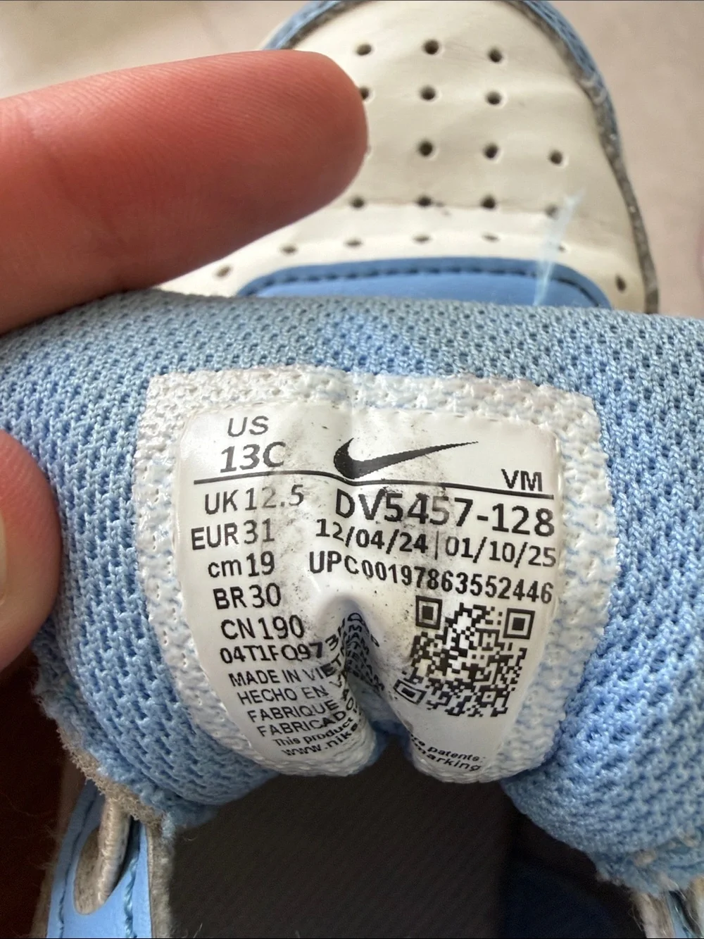 Nike Kids White and Light Blue Dunk Low-Top Sneakers